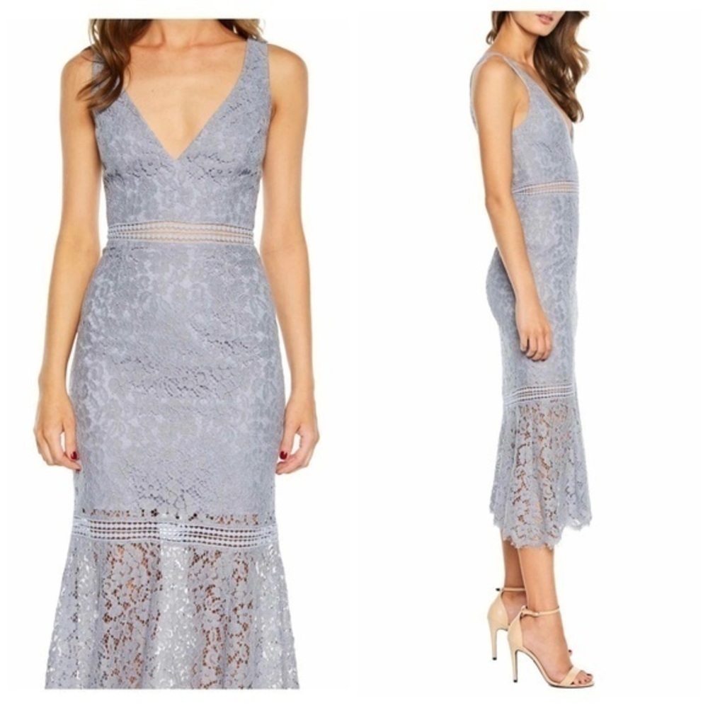 Lace detailed baby blue dress wedding /occasion - Picture 2 of 4